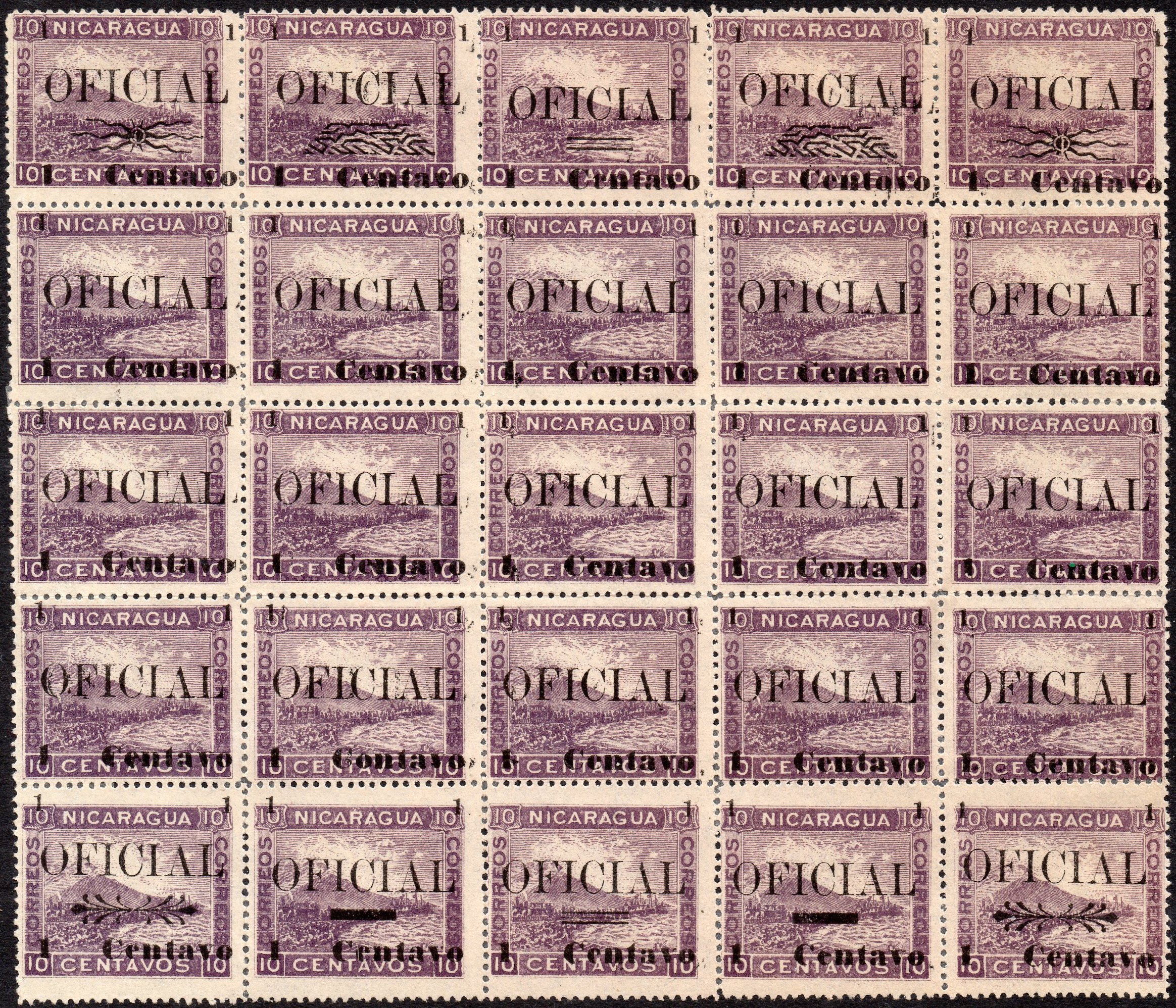 timbres-poste sellos postales stamps Nicaragua Momotombo Volcano & Train Official 1903  surcharges